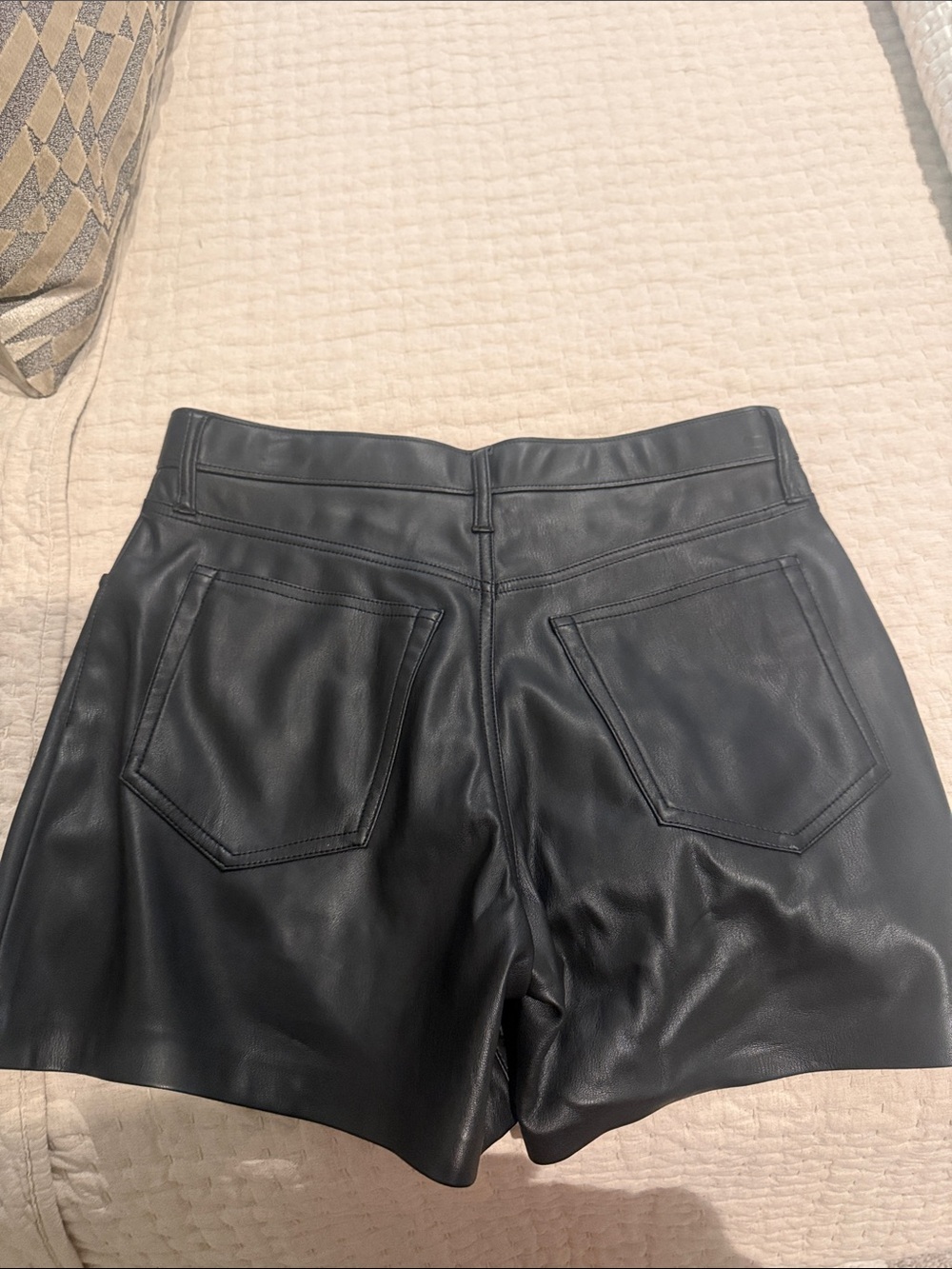 Abercrombie & Fitch Black High-Waist Faux Leather Shorts - Picture 3 of 3